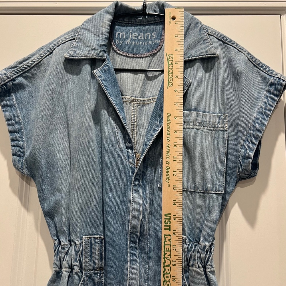Maurices Denim Jumpsuit Womens XS Blue Short Sleeve Zip Front 2565496 - Picture 6 of 8